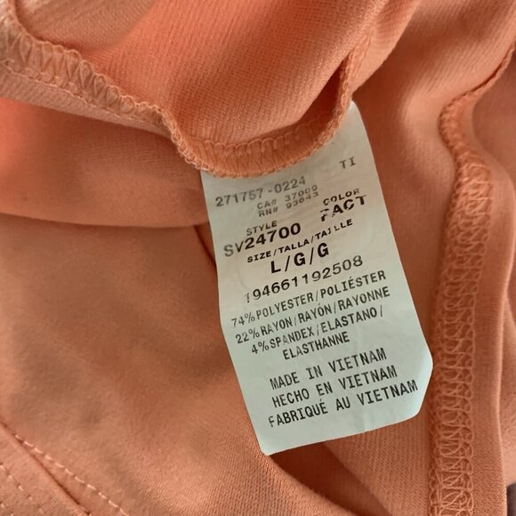 Silverts Peach Embroidered Floral Pullover Top 3/4 Sleeve Stretch Knit Shirt L - Picture 6 of 6